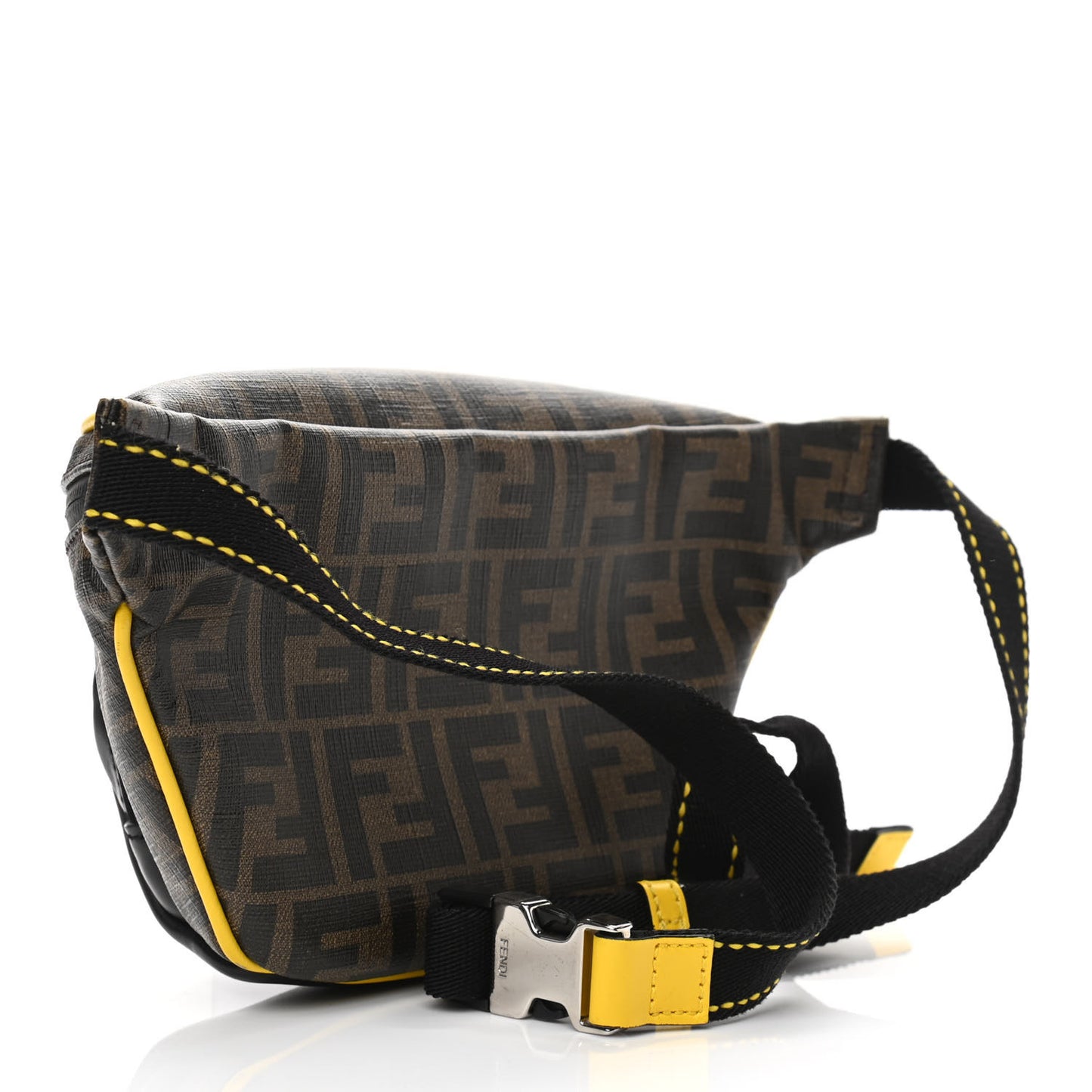 Glazed Fabric Vitello Century FF 1974 Pocket Belt Bag Mogano Panna Black Sunflower
