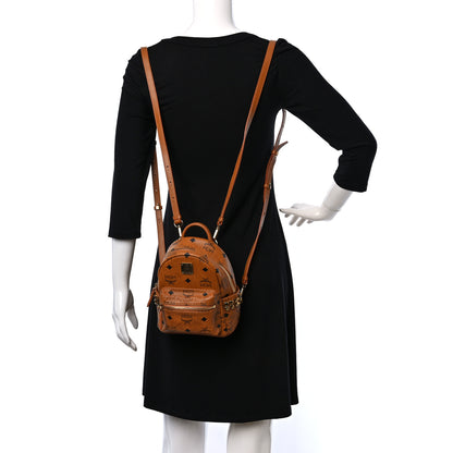 MCM Visetos Side Stud X-Mini Stark Bebe Boo Backpack Cognac 2 of 8