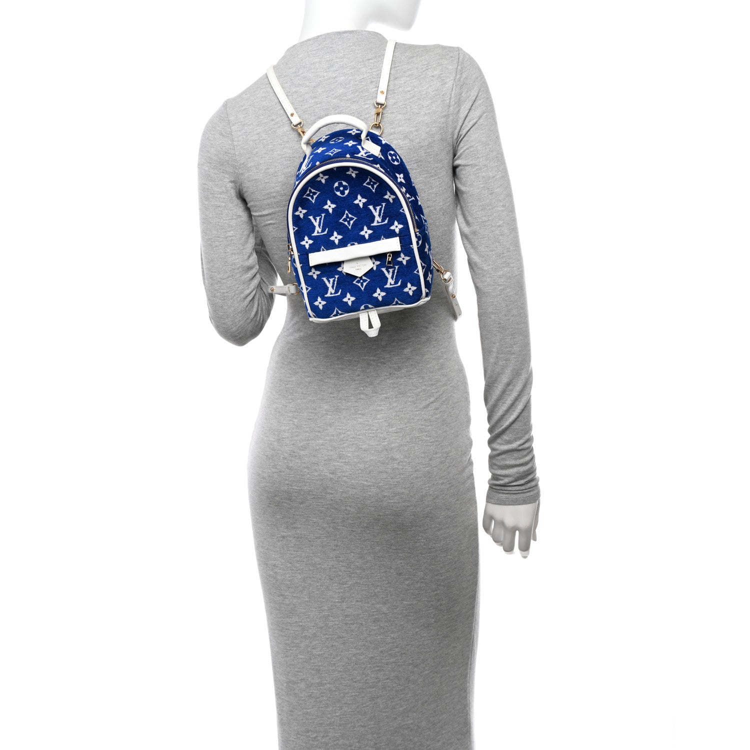 Louis Vuitton Jacquard Velvet Monogram Palm Springs Backpack Mini Blue 2 of 10