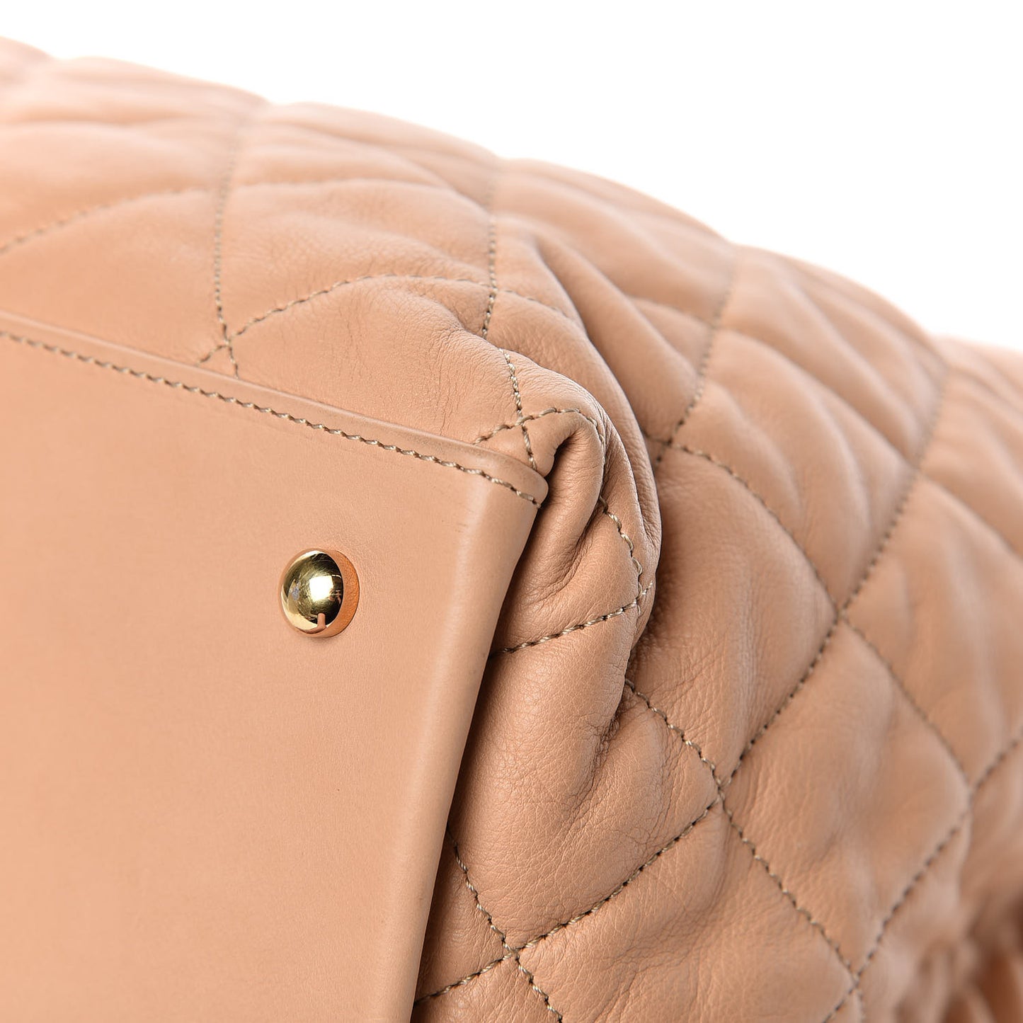 Lambskin Quilted Small Chain Me Tote Light Beige