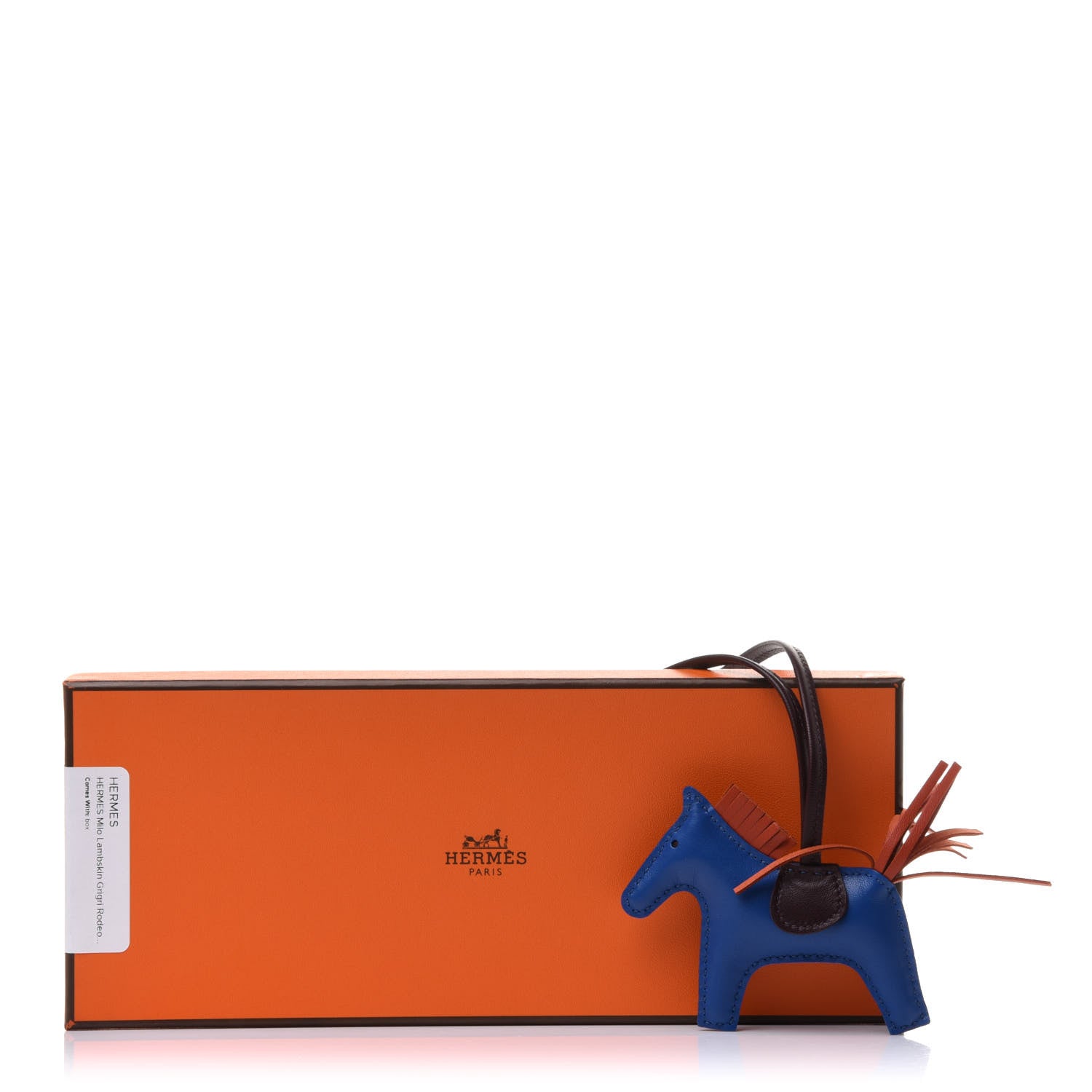 Hermes Milo Lambskin Grigri Rodeo Horse Bag Charm PM Bleu de Malte Rouge H Peony 5 of 5