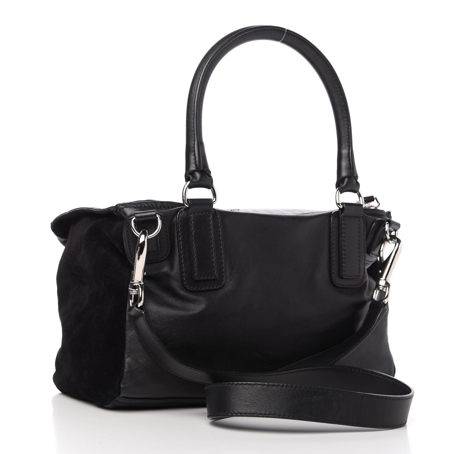 Smooth Calfskin Crocodile Embossed Medium Pandora Black
