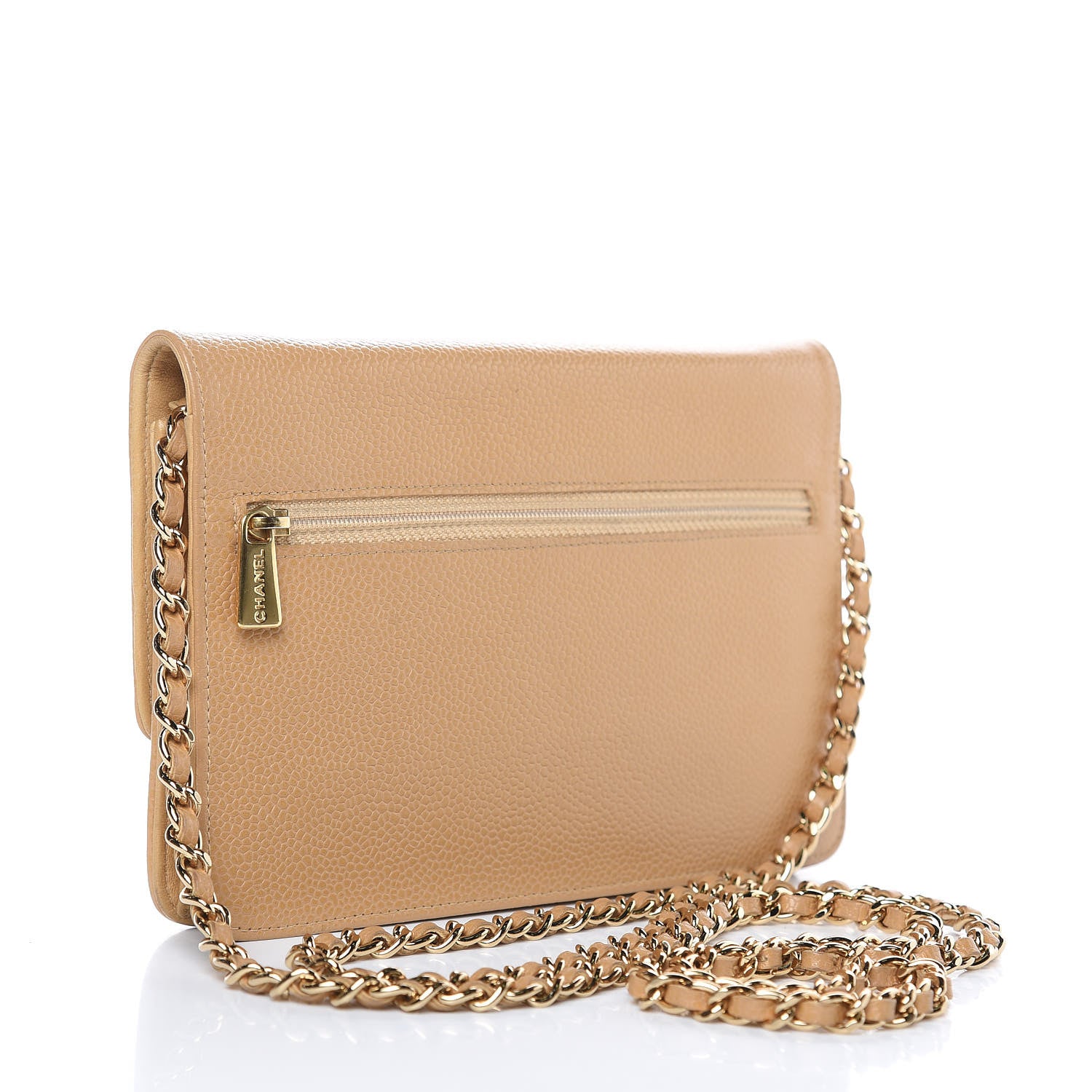 Chanel Caviar Timeless CC Wallet On Chain WOC Beige 3 of 14