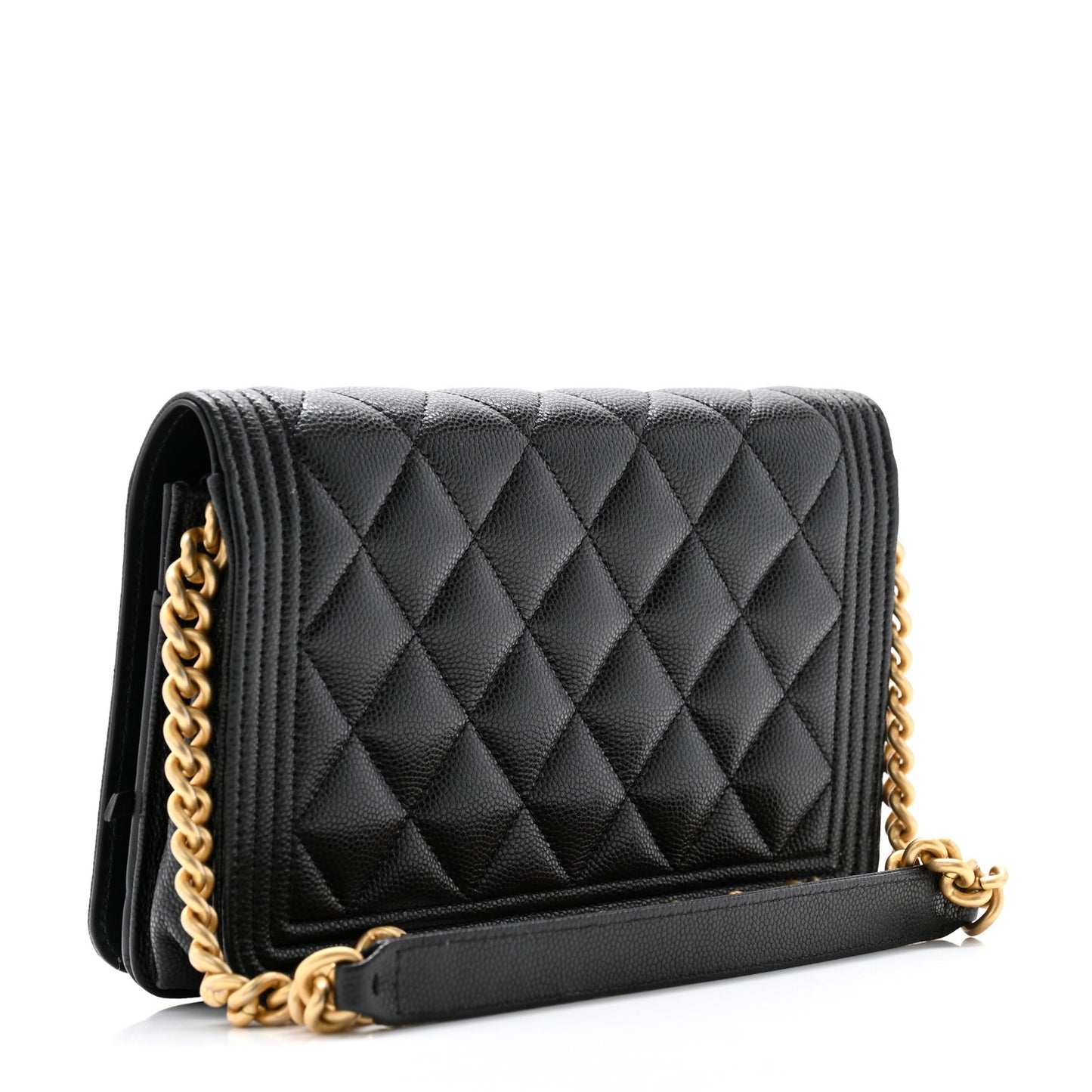 Caviar Quilted Boy Wallet On Chain WOC Black