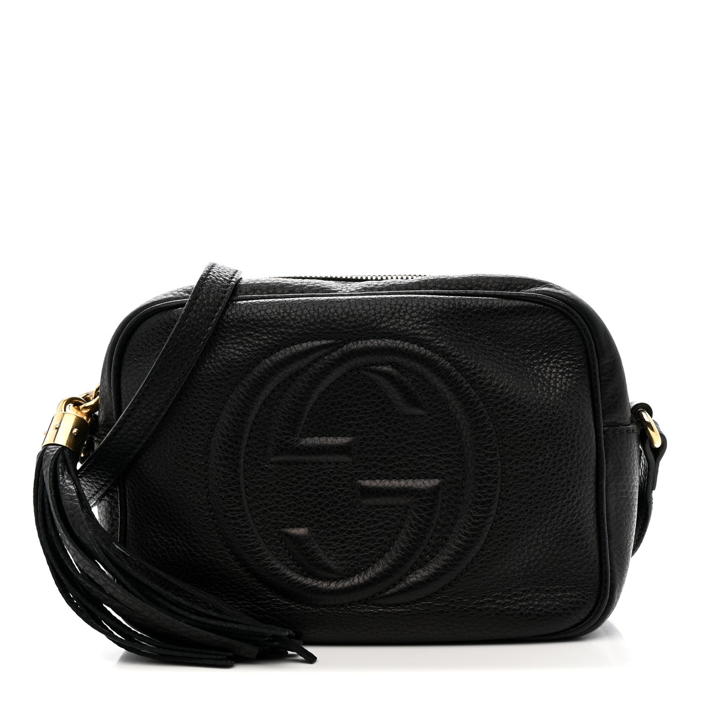 Pebbled Calfskin Small Soho Disco Bag Black