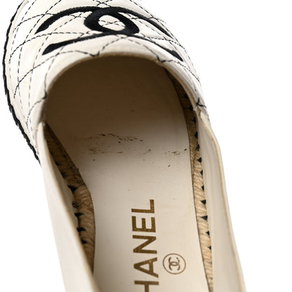 Chanel Lambskin Stitched CC Espadrilles 35 White Black 10 of 13