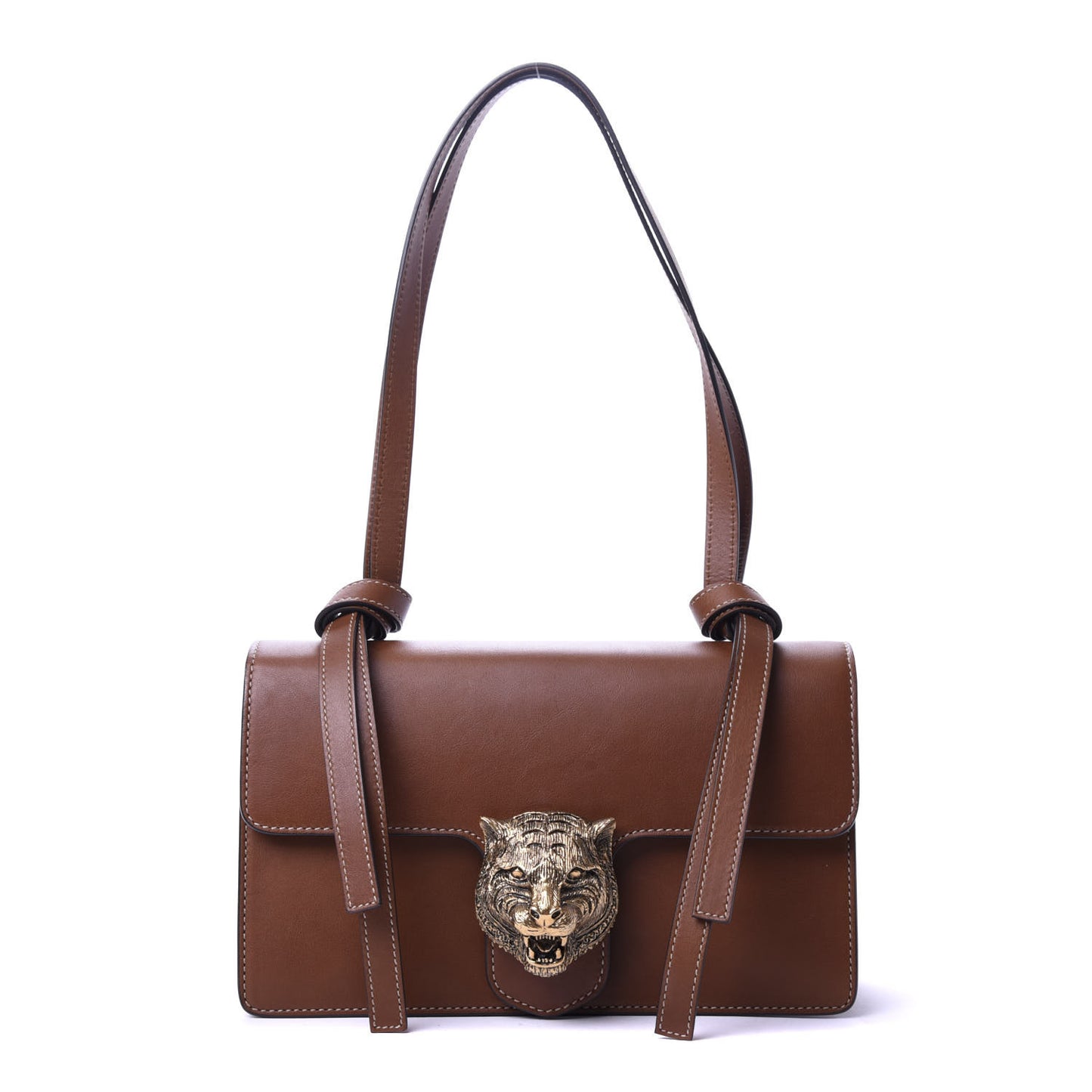 Calfskin Animalier Shoulder Bag Brown