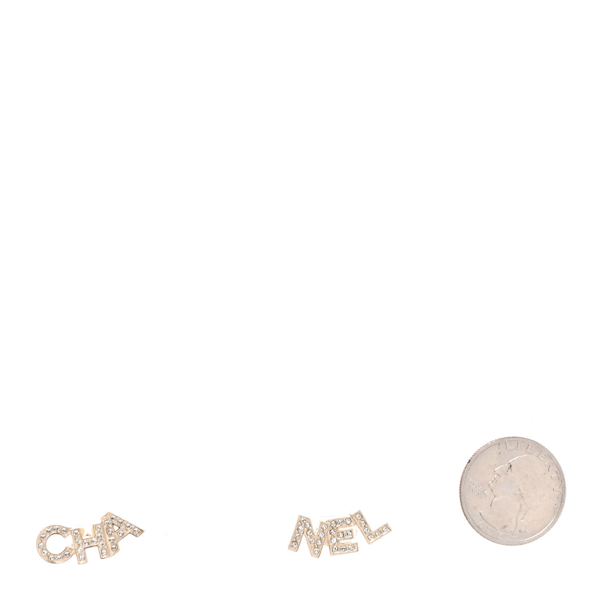 Crystal Cha-Nel Logo Earrings Gold