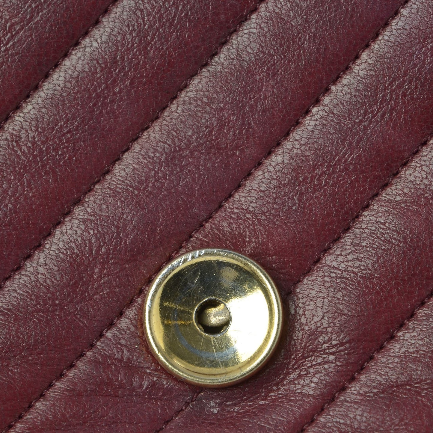 Lambskin Diagonal Quilted Small Single Flap Dark Red
