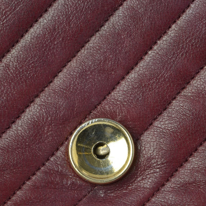 Chanel Lambskin Diagonal Quilted Small Single Flap Dark Red 6 of 11