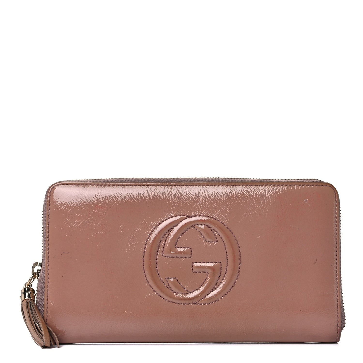 Gucci Patent Soho Zip Around Wallet Dark Cipria 1 of 23