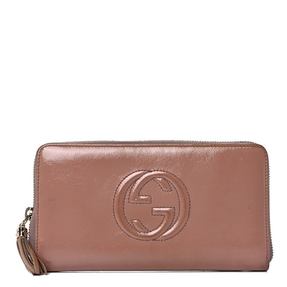 Gucci Patent Soho Zip Around Wallet Dark Cipria 1 of 23