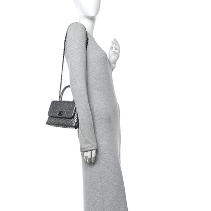 Chanel Metallic Aged Calfskin Quilted Mini Coco Handle Flap Charcoal 2 of 10