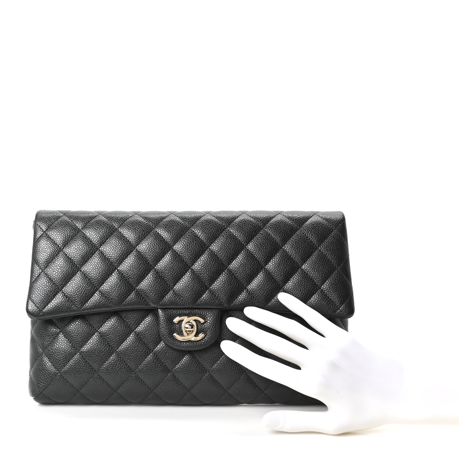 Chanel Caviar Quilted Flap Clutch Dark Grey 2 of 11