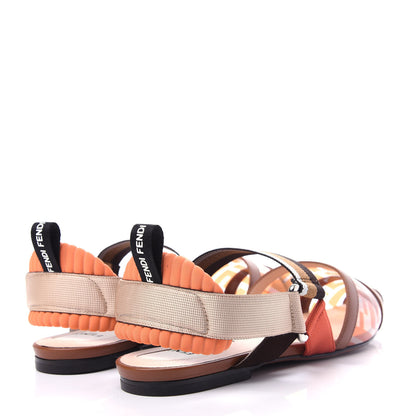 Fendi PVC Calfskin FF Colibri Slingback Ballerina Flats 39 Aranciata Cuoio 4 of 10