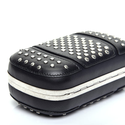 Alexander McQueen Calfskin Studded Punk Skull Box Clutch Black 6 of 10