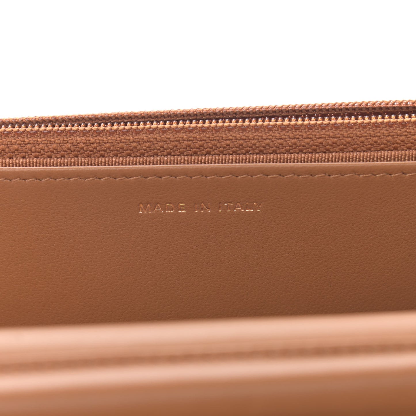 Lambskin Quilted Wallet on Chain WOC Dark Beige