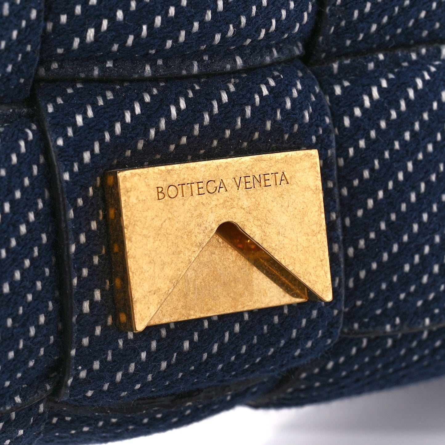 Denim Maxi Intrecciato Padded Cassette High Frequency Crossbody Bag Indigo