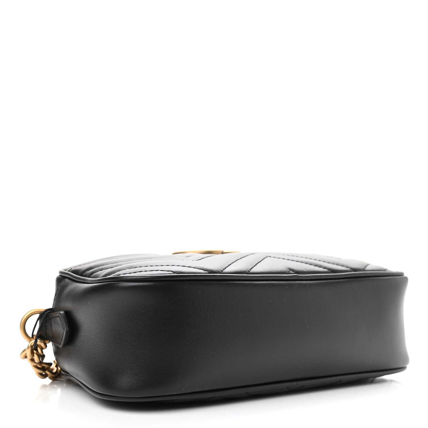 Gucci Calfskin Matelasse Small GG Marmont Chain Shoulder Bag Black 4 of 10