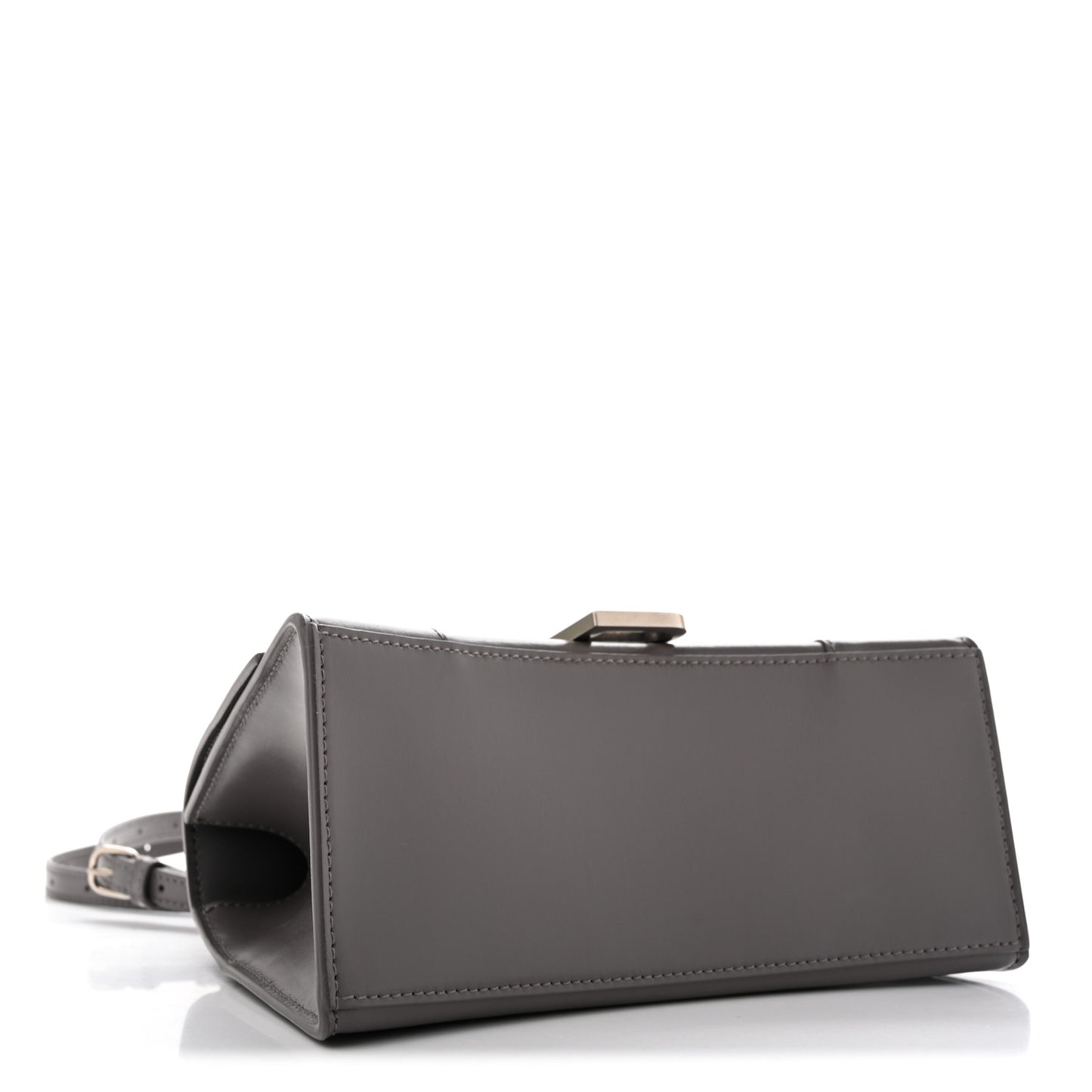 Shiny Box Calfskin Small Hourglass Top Handle Bag Dark Grey