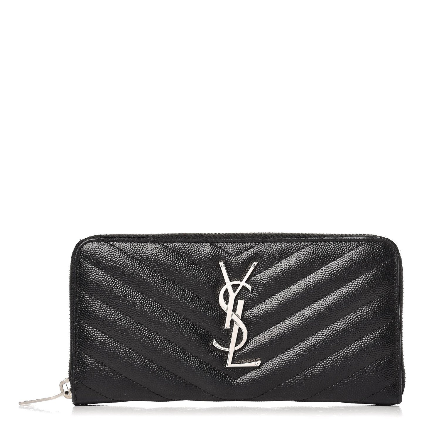 Grain De Poudre Matelasse Chevron Monogram Zip Around Wallet Black