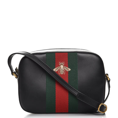 Gucci Calfskin Web Small Webby Bee Shoulder Bag Black 1 of 7