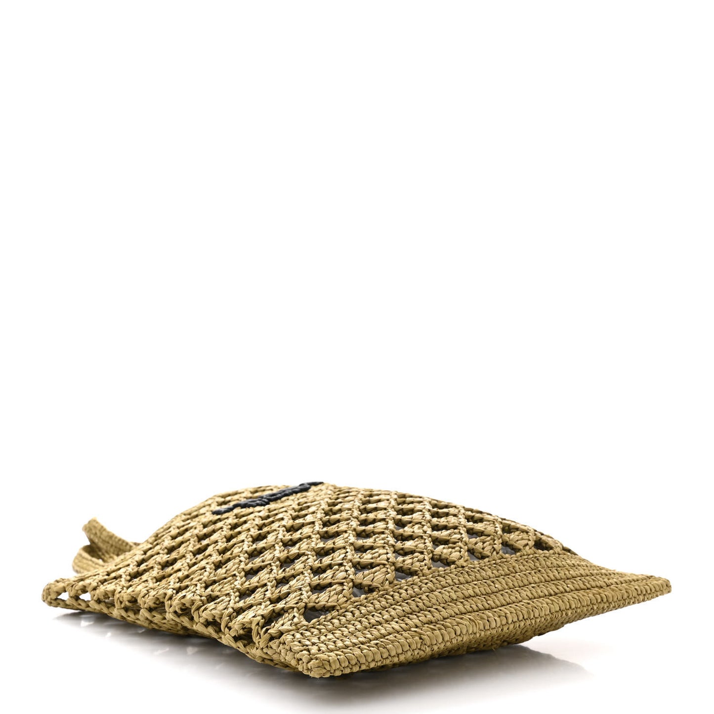 Yarn Raffia Effect Embroidered Logo Tote Oliva