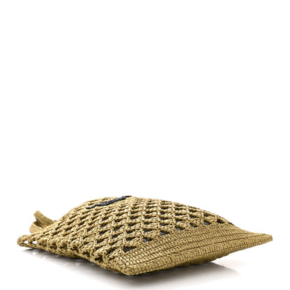 Prada Yarn Raffia Effect Embroidered Logo Tote Oliva 4 of 10