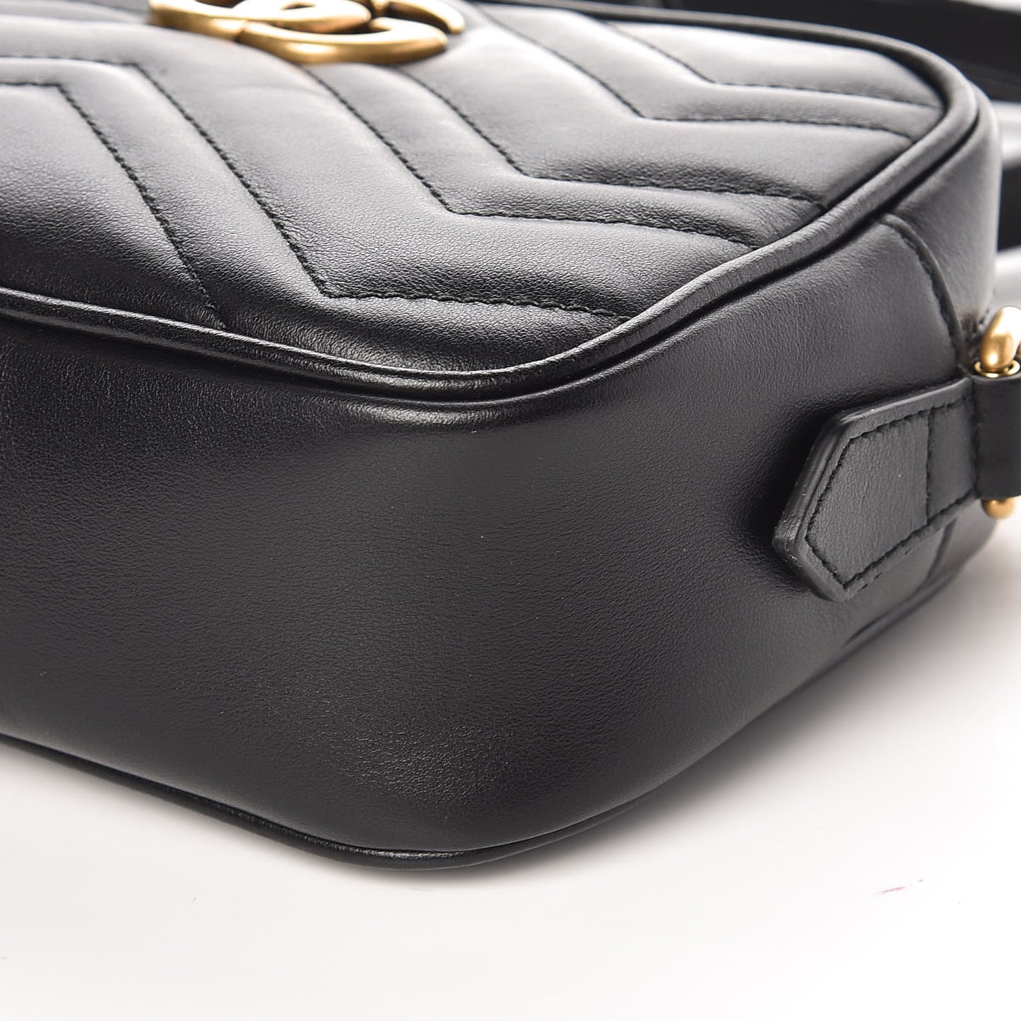 Calfskin Matelasse Mini GG Marmont Chain Shoulder Bag Black