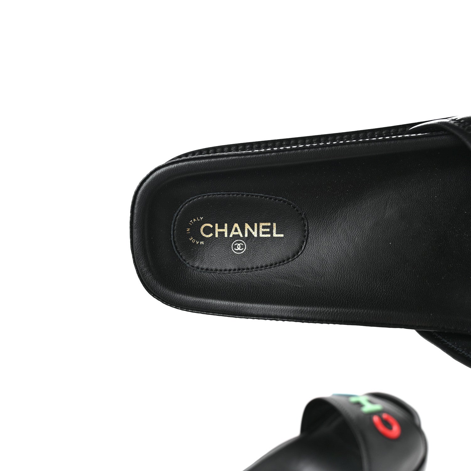 Chanel Lambskin Cha-Nel Mule Sandals 40.5 Black Multicolor 7 of 8