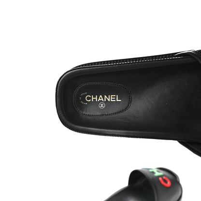 Chanel Lambskin Cha-Nel Mule Sandals 40.5 Black Multicolor 7 of 8