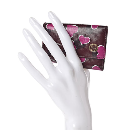 Gucci Calfskin Heartbeat Print Key Holder New Wine 2 of 7