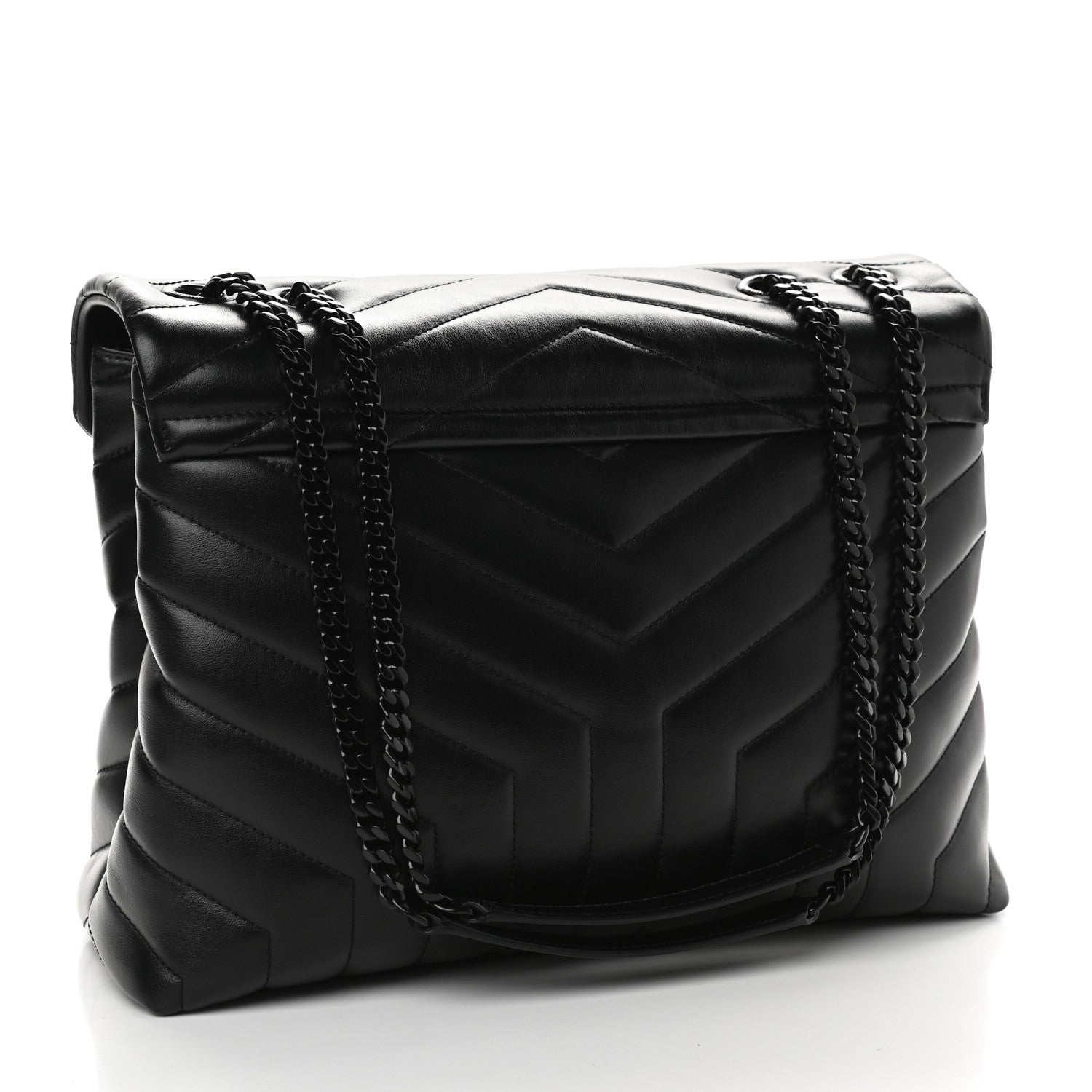 Saint Laurent Calfskin Y Quilted Monogram Medium Loulou Chain Satchel Black 3 of 9