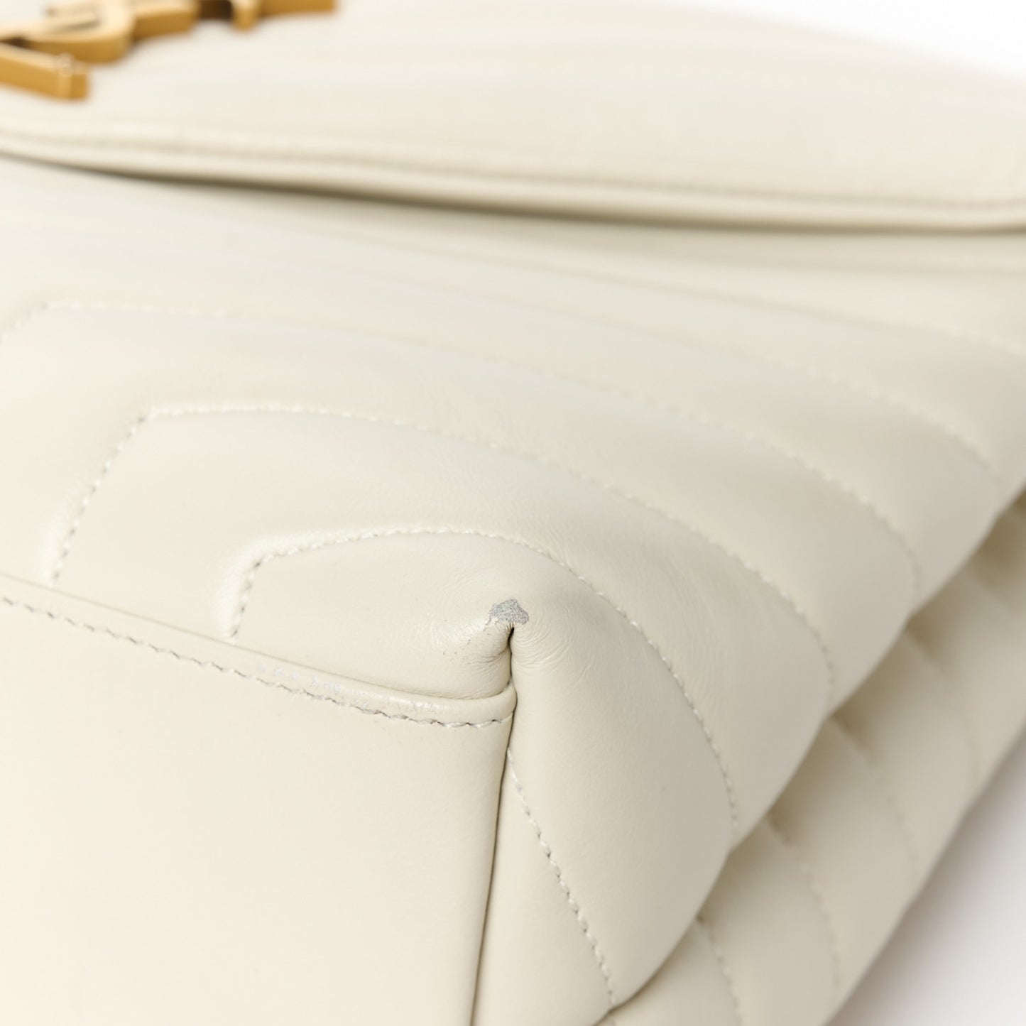 Calfskin Y Quilted Monogram Medium Loulou Chain Satchel Crema Soft