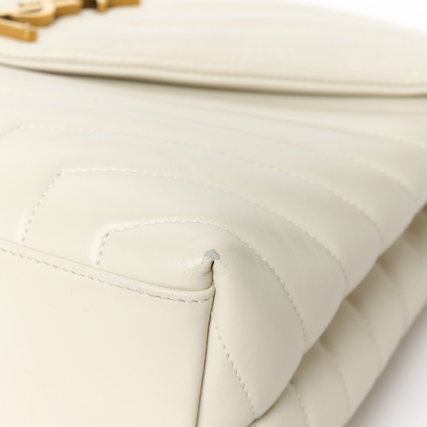 Saint Laurent Calfskin Y Quilted Monogram Medium Loulou Chain Satchel Crema Soft 11 of 11