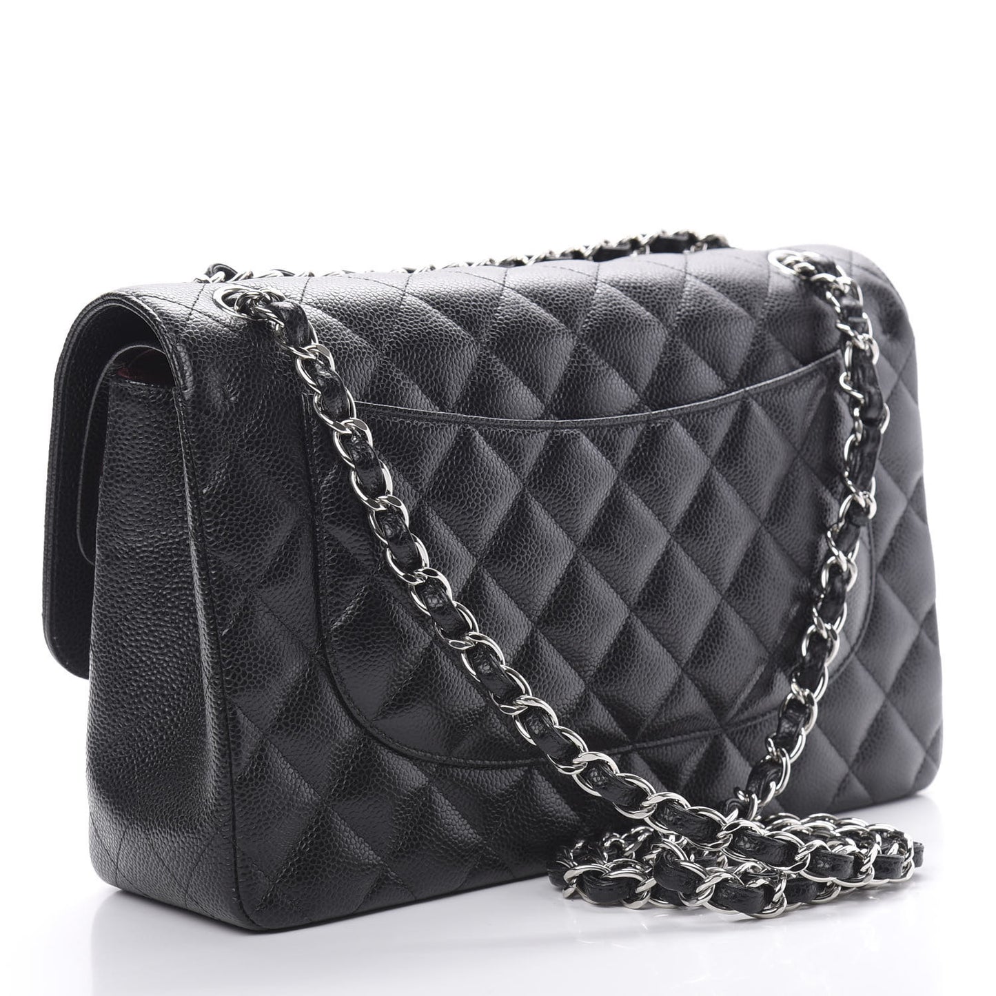 Caviar Quilted Jumbo Double Flap Black