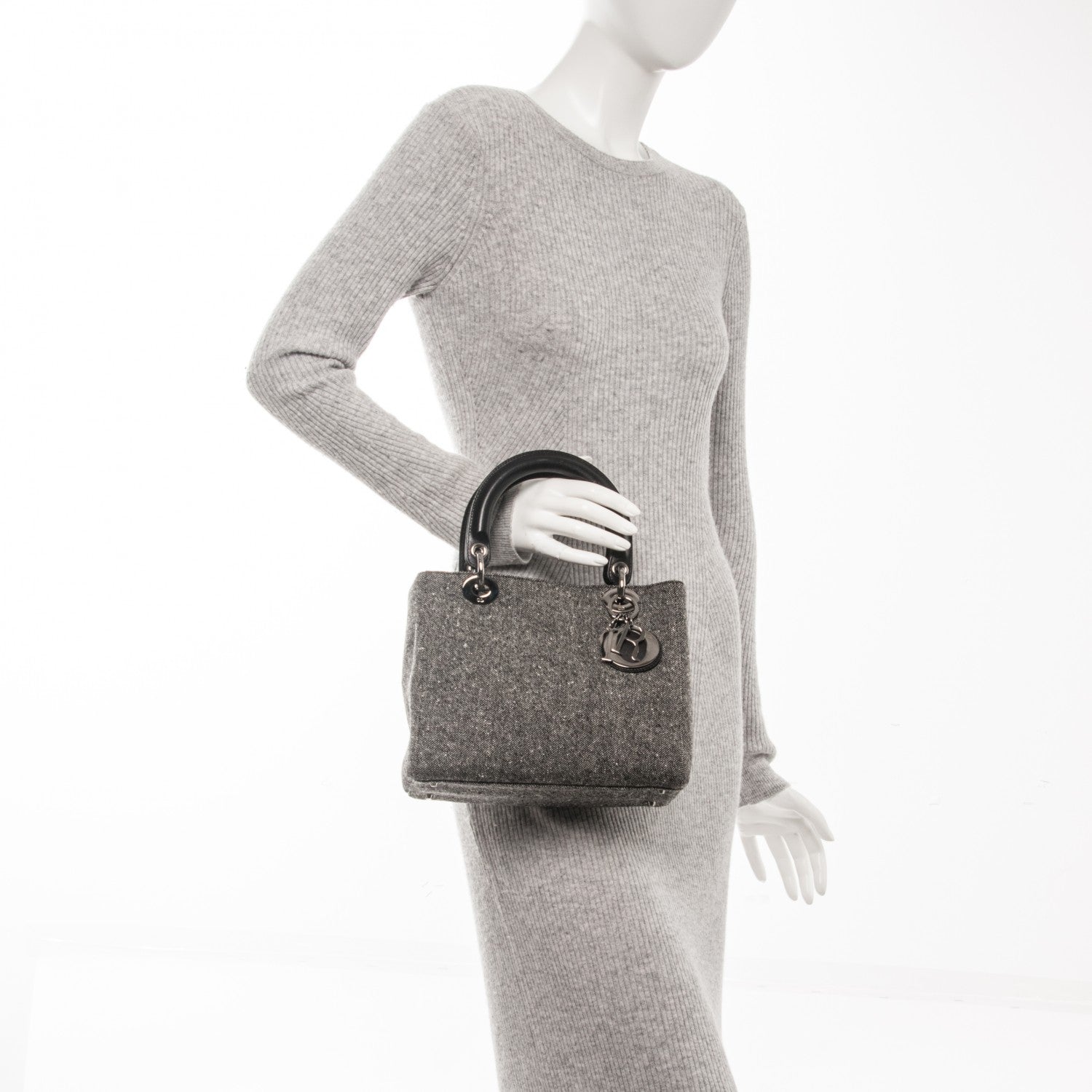 Christian Dior Tweed Medium Lady Dior Black 2 of 7