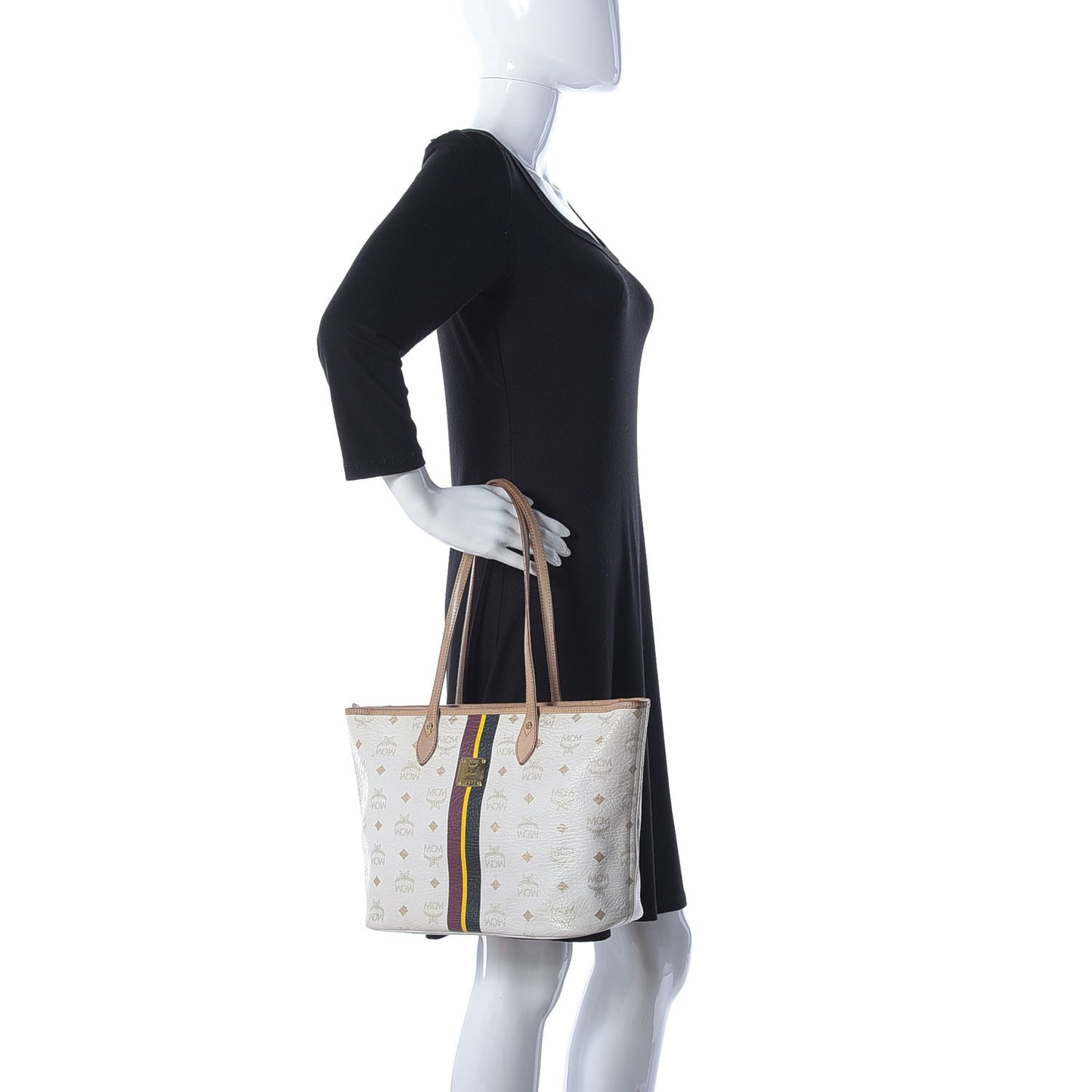 Visetos Stirped Shopper Tote White
