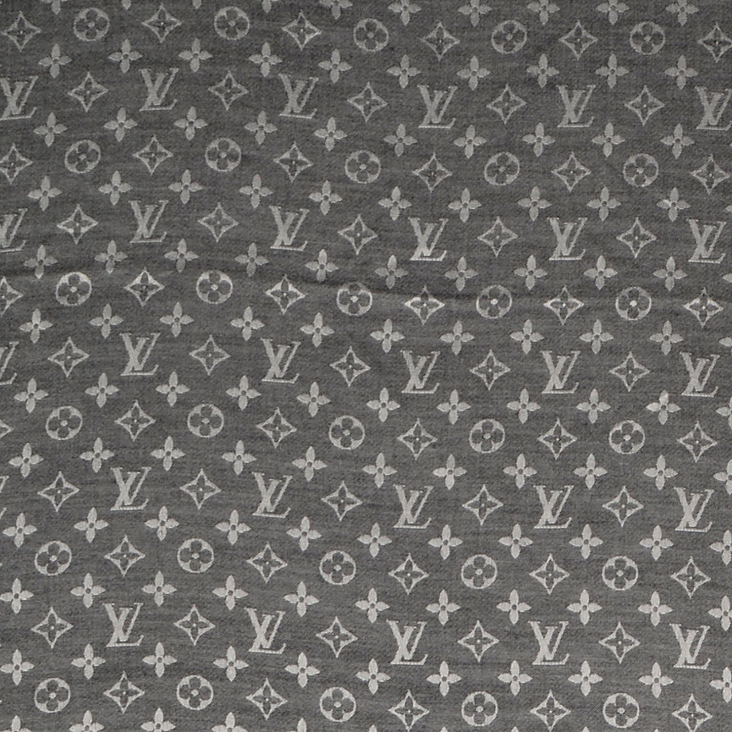 Silk Wool Monogram Denim Shawl Black