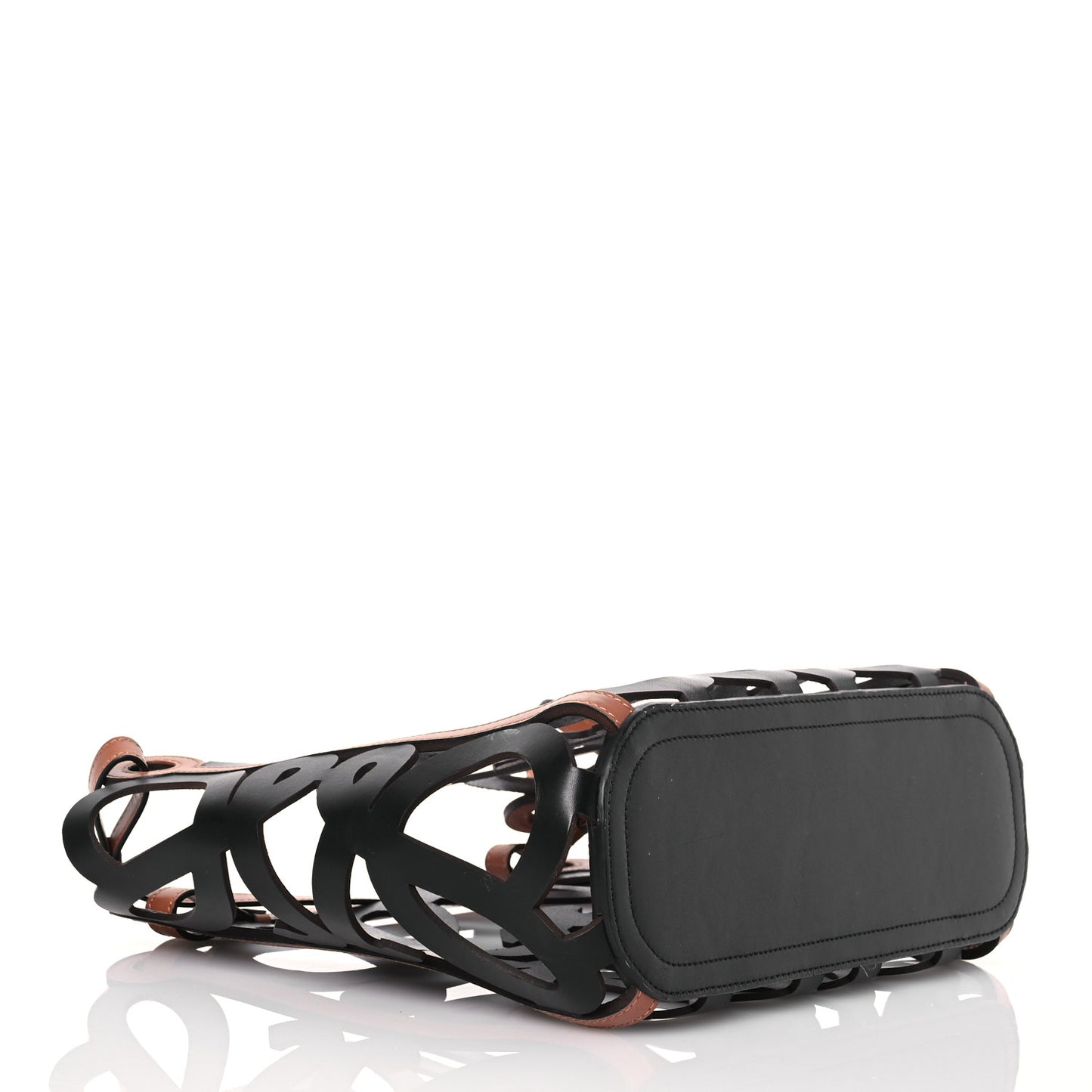 Smooth Calfskin Small Anagram Cutout Tote Black