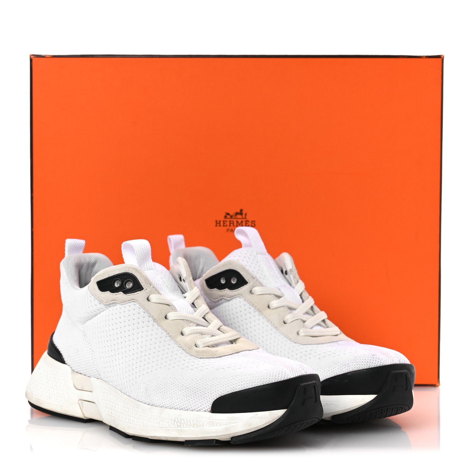 Hermes Technical Knit Suede Heros Sneakers 37.5 White 15 of 15