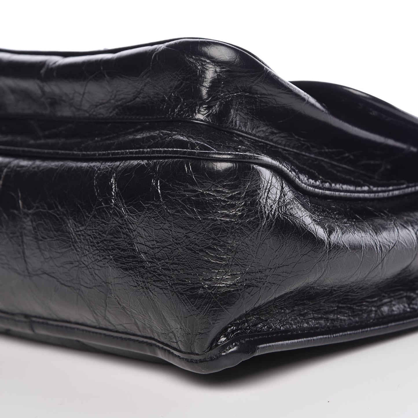 Crinkled Calfskin Matelasse Monogram Medium Niki Chain Satchel Black
