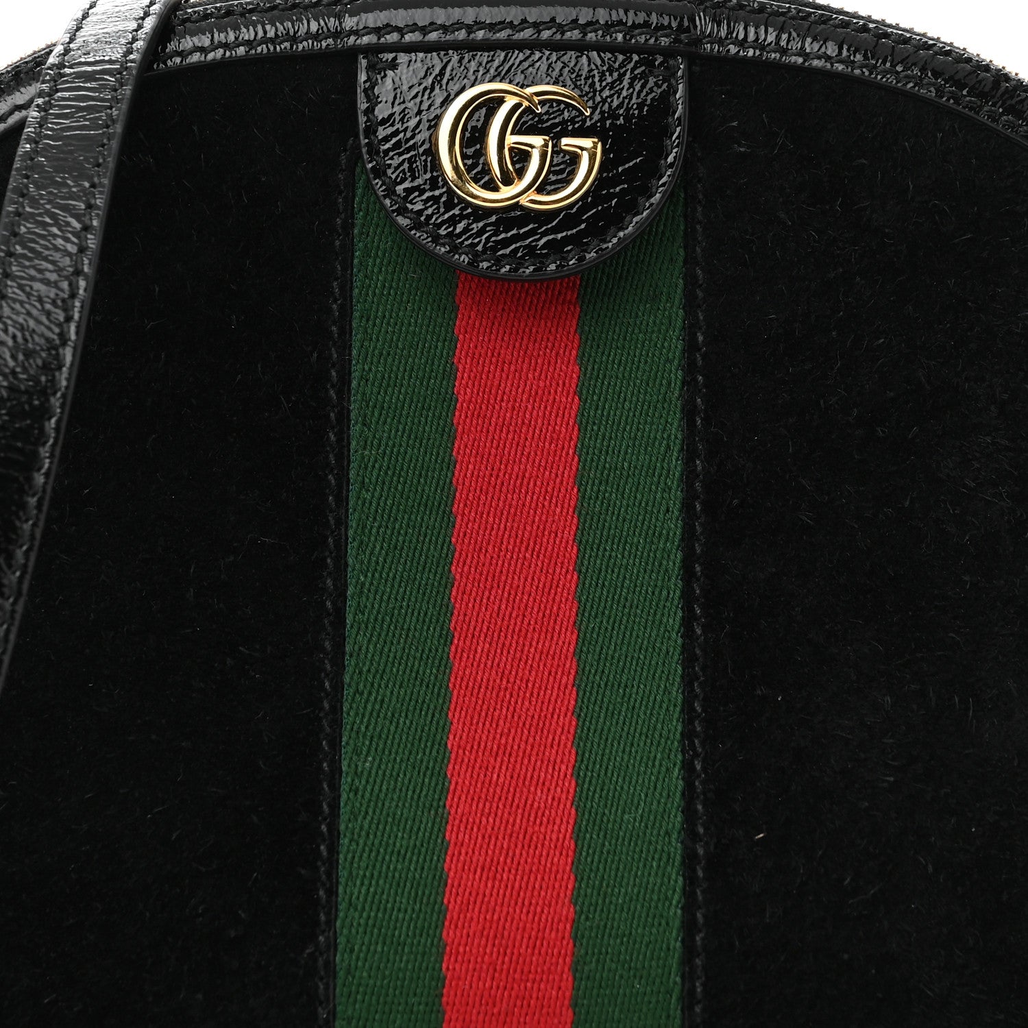 Gucci Suede Patent Web GG Small Ophidia Dome Shoulder Bag Black 8 of 11