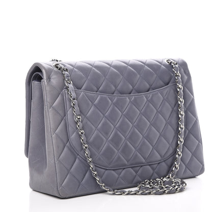 Chanel Lambskin Quilted Maxi Double Flap Light Blue 3 of 15