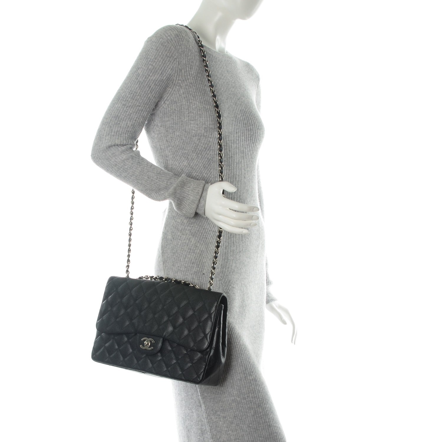 Chanel Caviar Quilted Jumbo Single Flap Black 2 of 7
