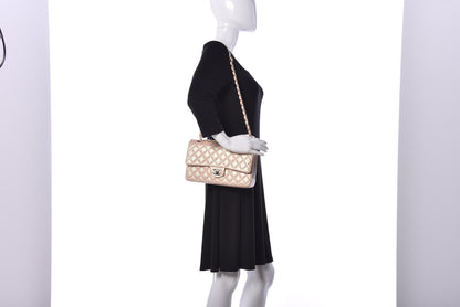 Chanel Iridescent Calfskin Quilted Medium Double Flap Beige 2 of 10