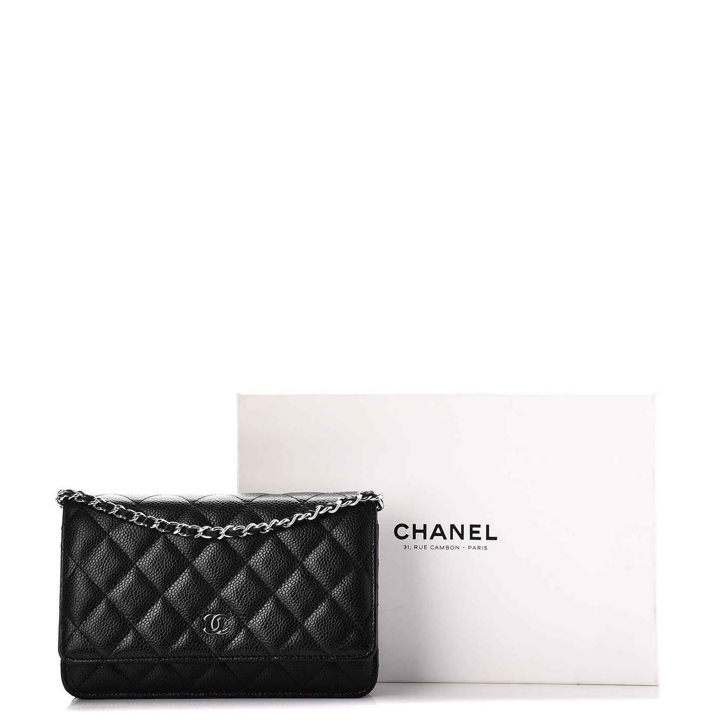 Caviar Quilted Wallet On Chain WOC Black