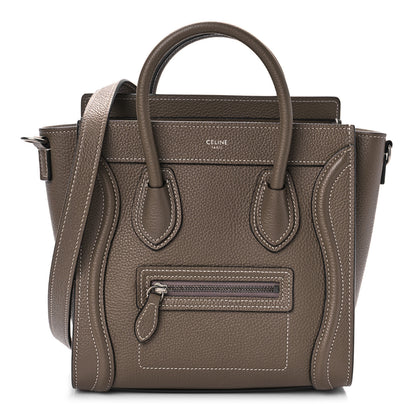 Celine Drummed Calfskin Nano Luggage Souris 1 of 9
