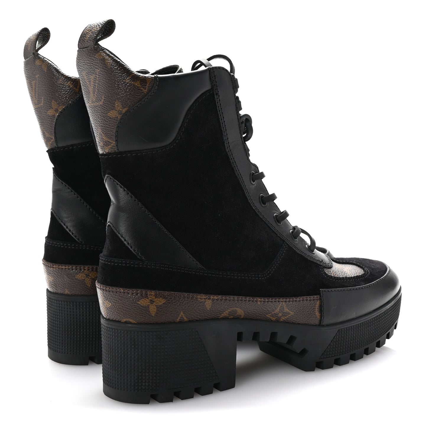Suede Calfskin Monogram Laureate Platform Desert Boots 40 Black