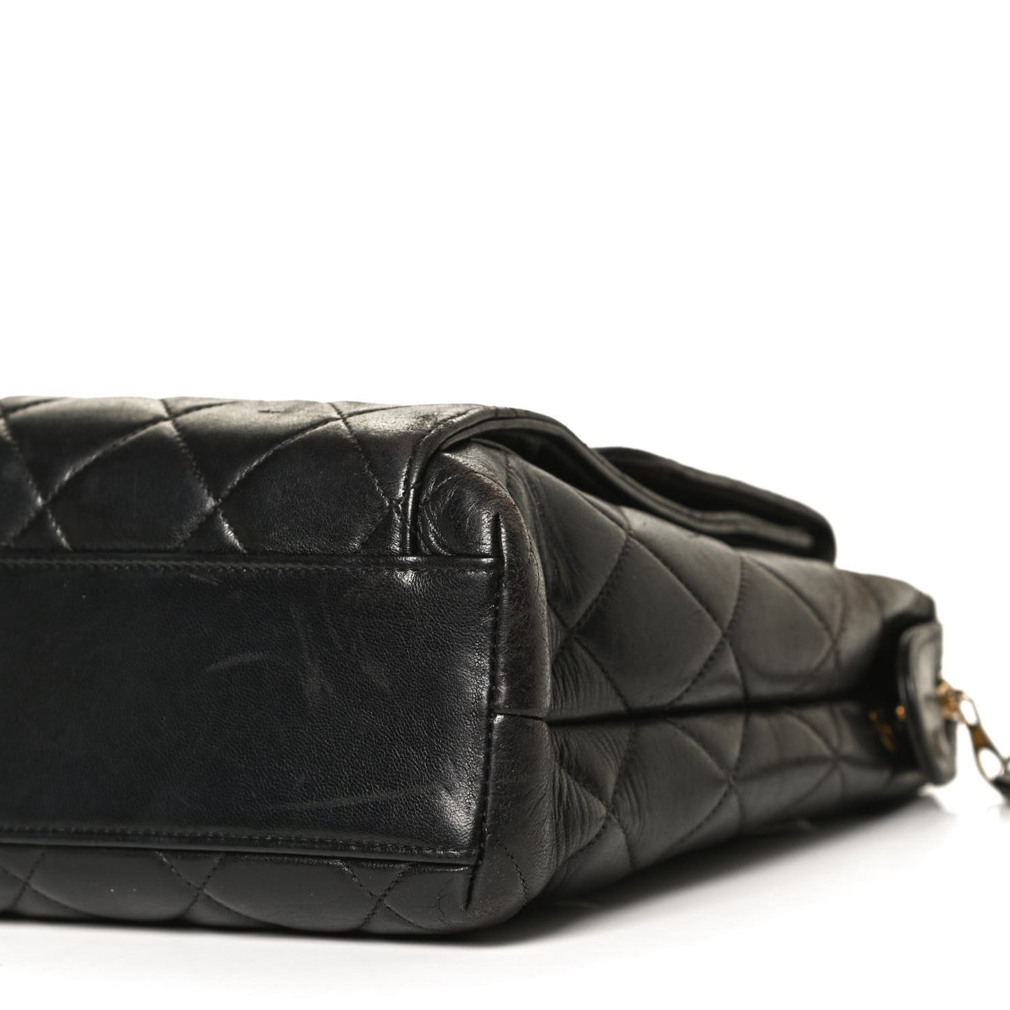 Lambskin Quilted Flap Shoulder Bag Black